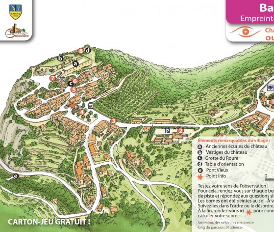 Carton-jeu du village de Banne  © Médiéval AFDP