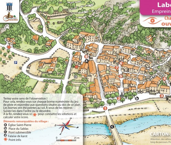 Carton-jeu du village de Labeaume © Médiéval AFDP